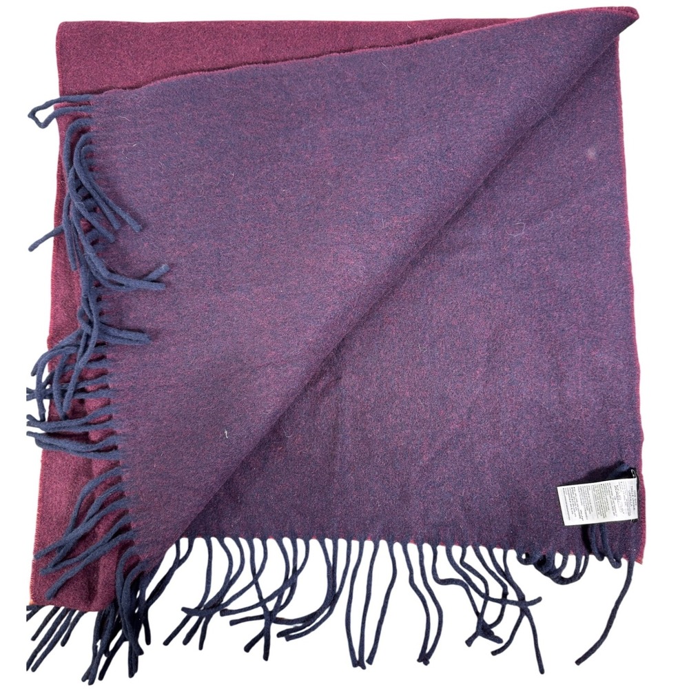 Banana Republic Italian Wool-Cashmere Scarf Burgundy Red Fringe Old Money Unisex - Picture 4 of 10